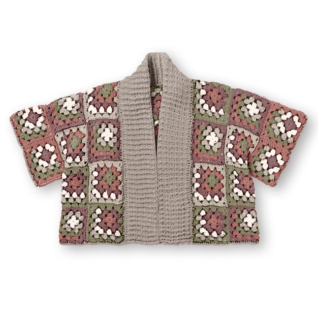 Caron x Pantone Crochet Kimono Cardigan, XS-L