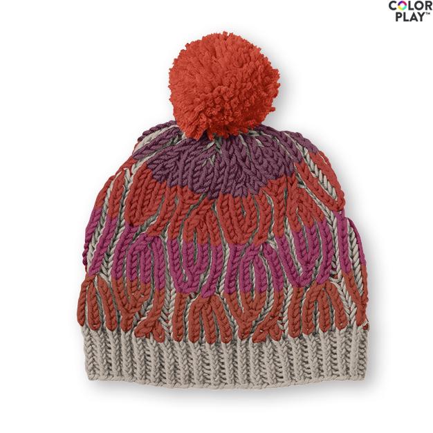 Caron X Pantone Brioche Cables Knit Hat Pattern Yarnspirations
